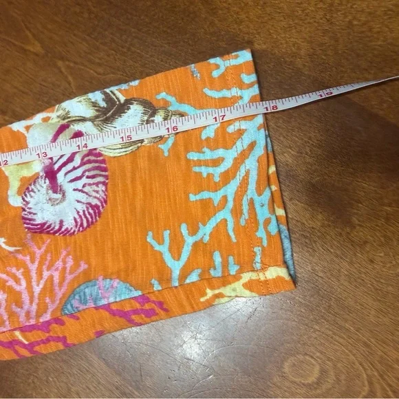 Chico's Women’s 3/4 Sleeve Coral Cotton Slub Vneck Sharkbite Hem 1 Medium - Picture 13 of 14